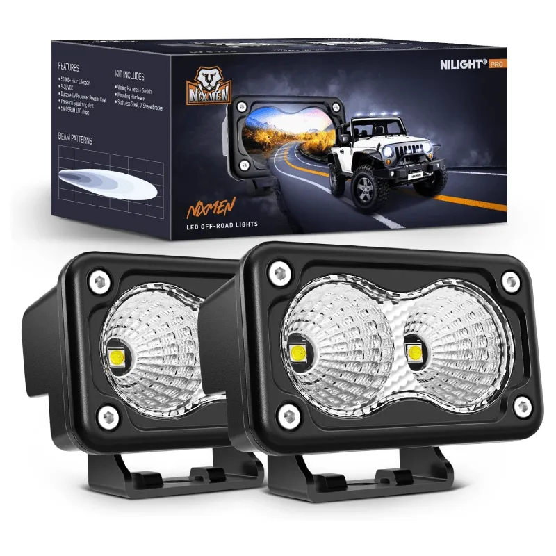 3 Inch 20W 1160LM Flood Built-in EMC LED Work Lights (Pair)