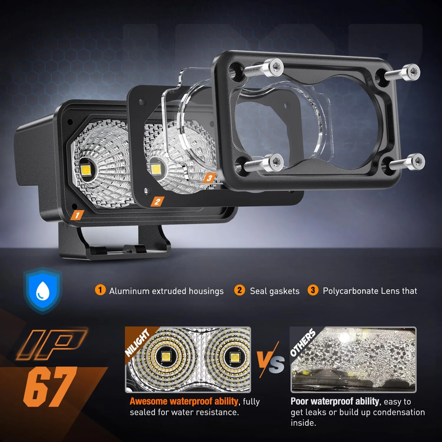 3 Inch 20W 1160LM Flood Built-in EMC LED Work Lights (Pair)