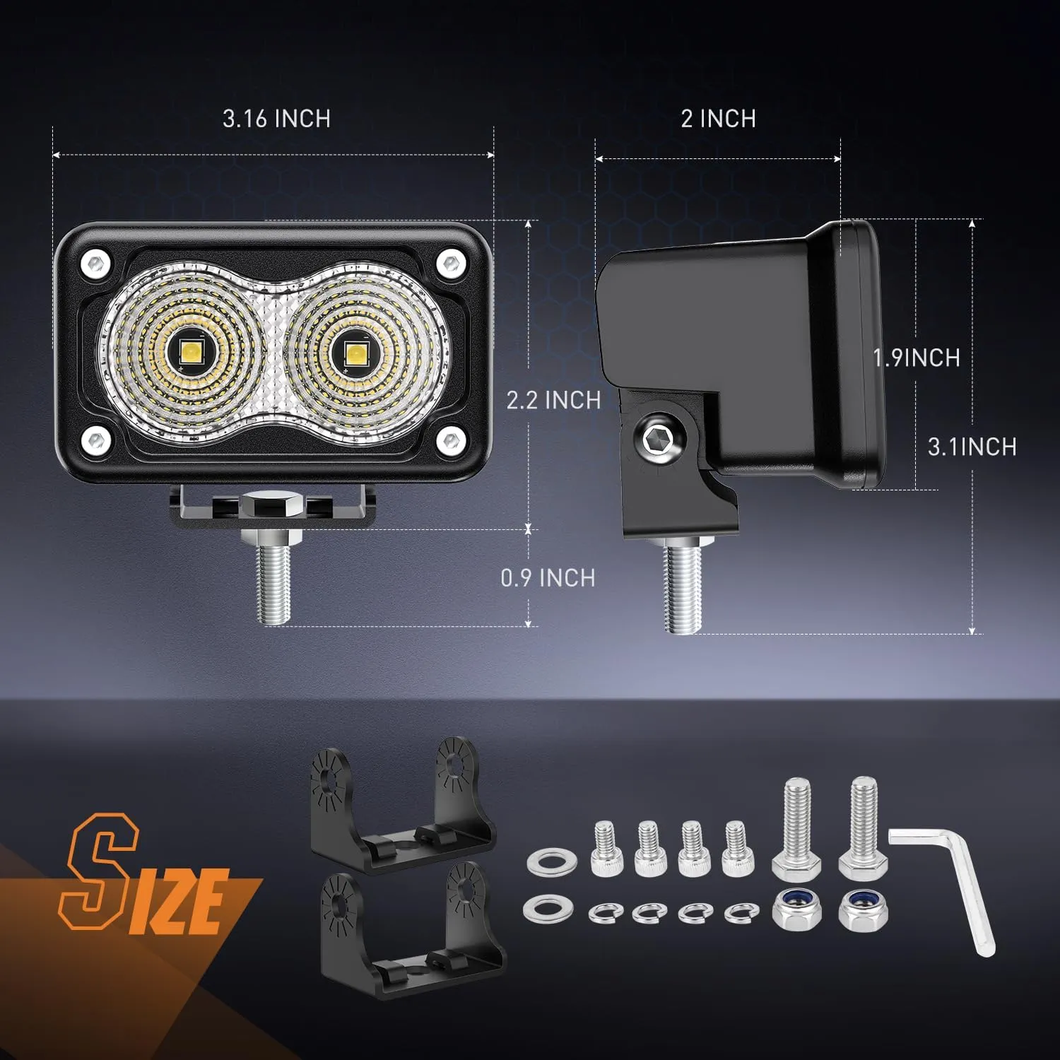 3 Inch 20W 1160LM Flood Built-in EMC LED Work Lights (Pair)