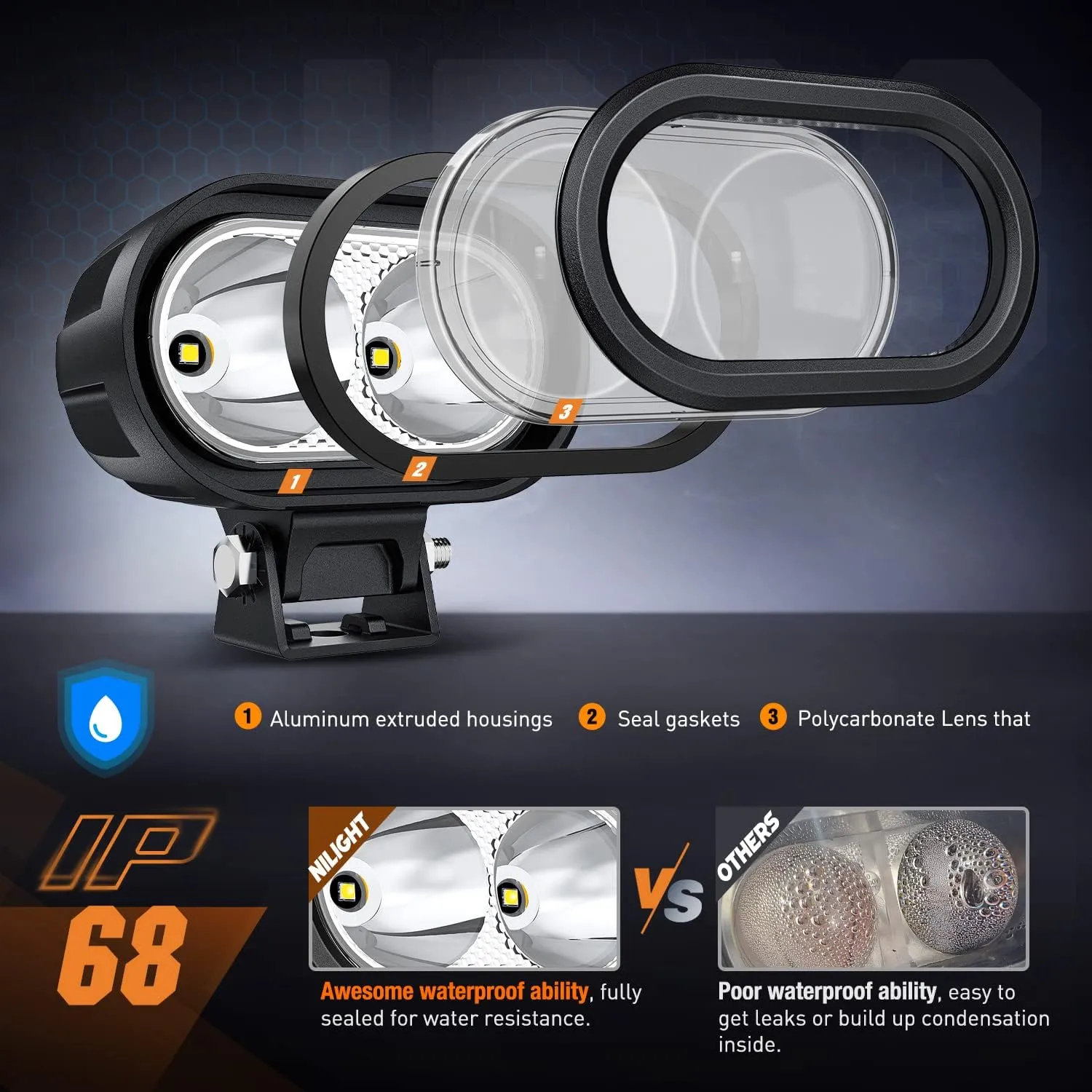 4 Inch 20W 2100LM Spot Built-in EMC LED Work Lights (Pair) | 16AWG DT Wire