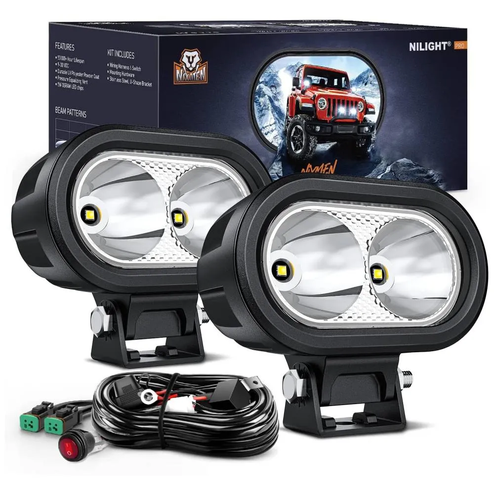 4 Inch 20W 2100LM Spot Built-in EMC LED Work Lights (Pair) | 16AWG DT Wire
