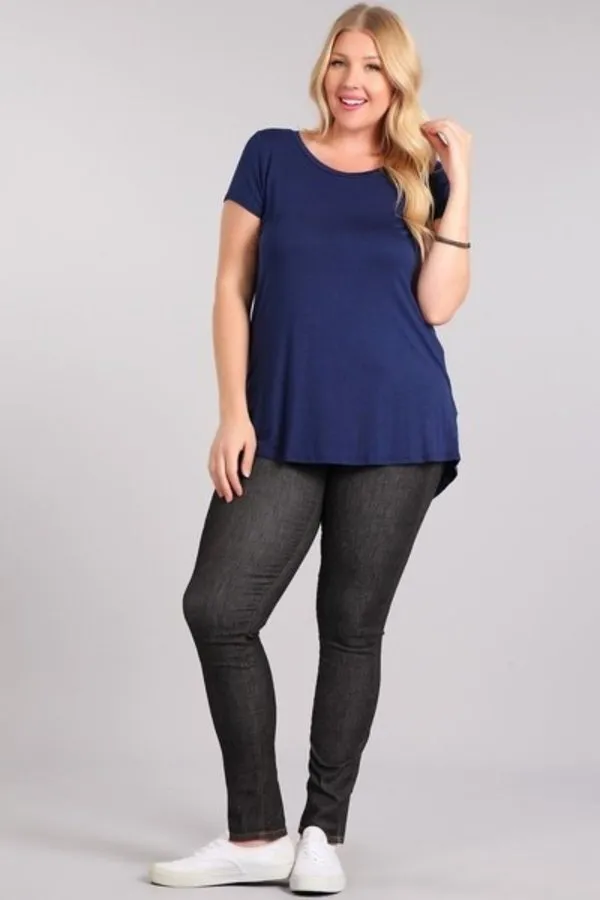 Anita | Solid Cap Sleeve Tee | Navy *FINAL SALE* (Small and Medium Left)