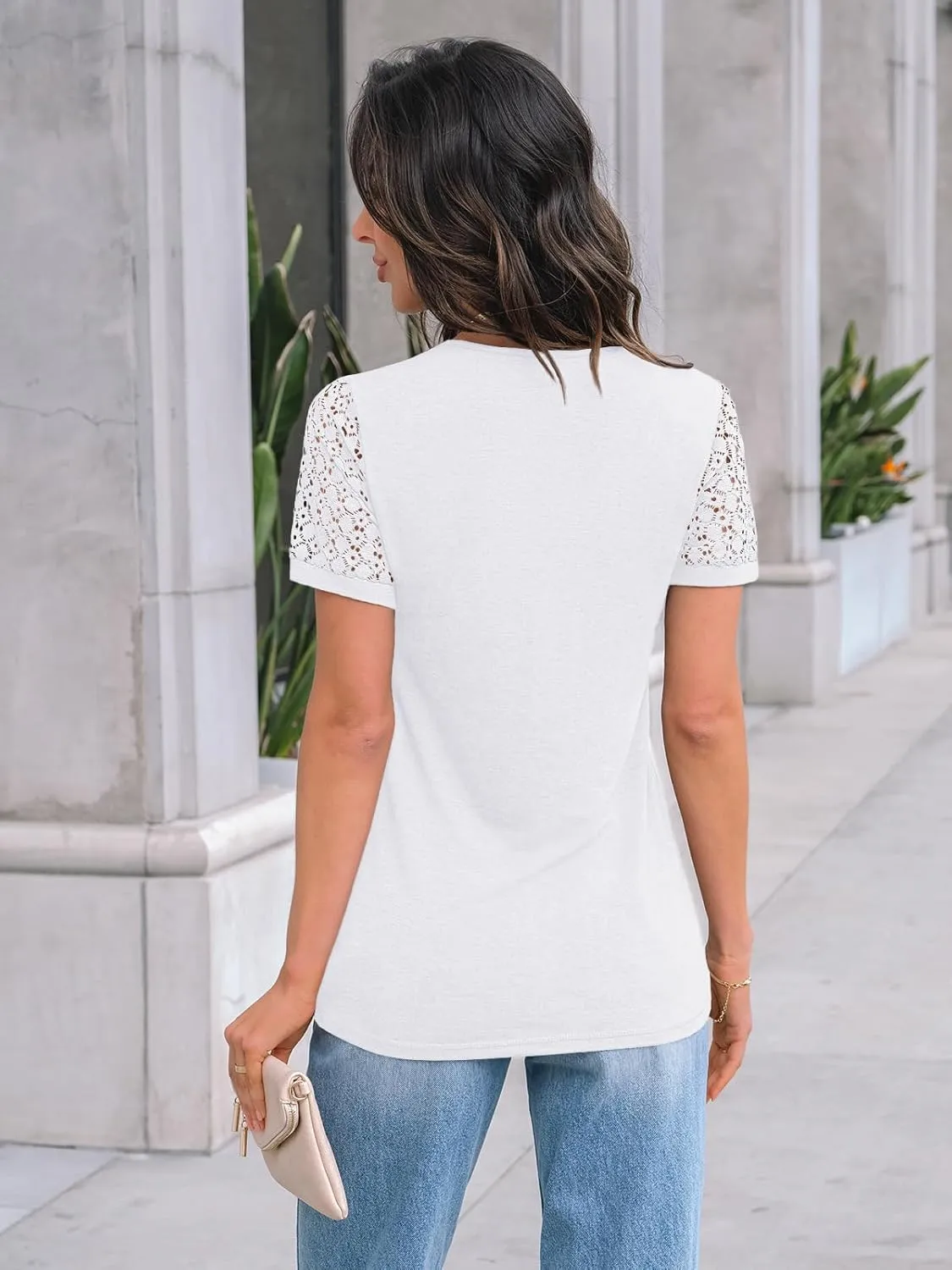 AUTOMET Women's Short Sleeve Shirts Dressy Lace Summer Tops 2025 Spring Trendy Casual T-Shirts Cute Work Outfits Blouses