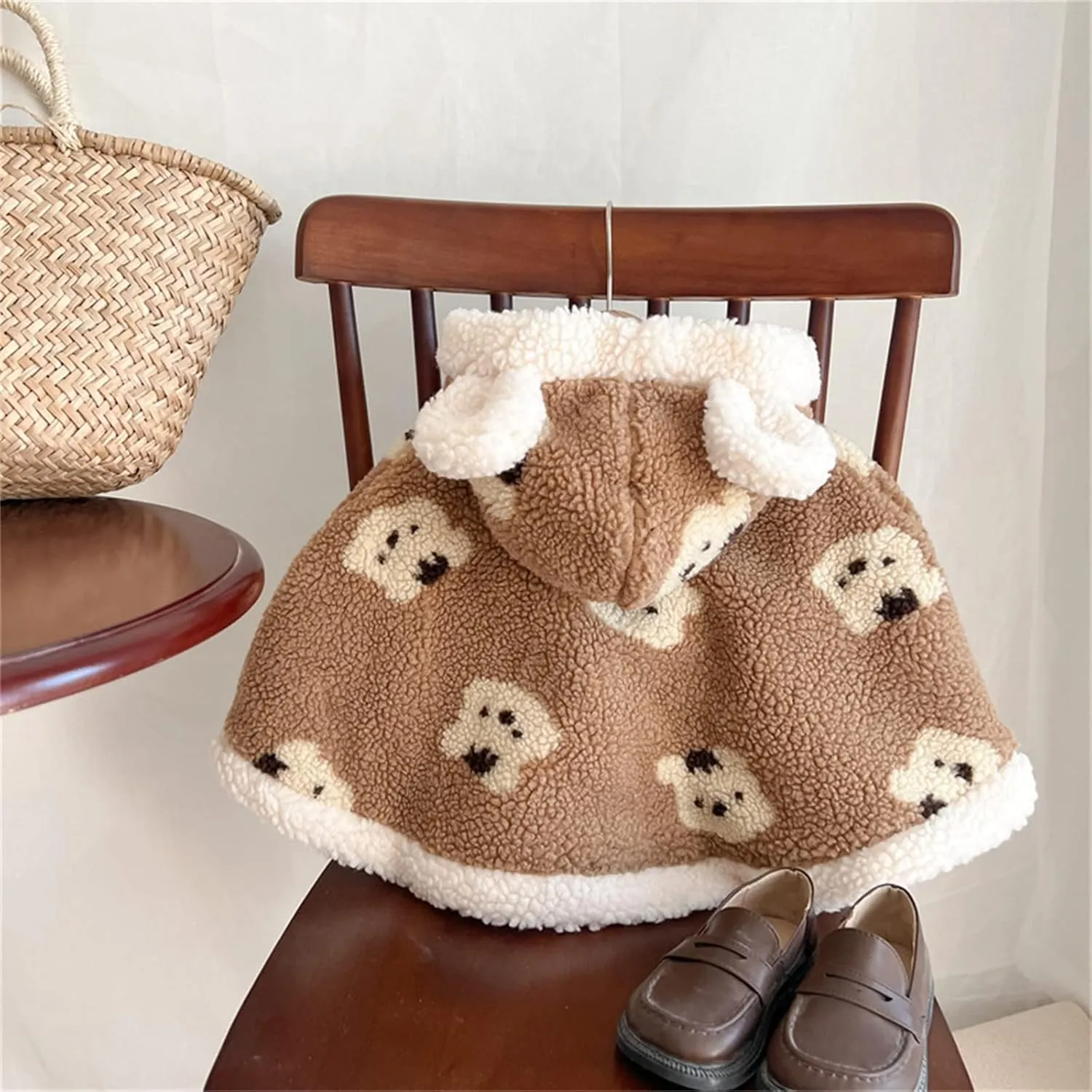 Baby Toddler Boys Girls Wool Blend Winter Hooded Outerwear Capes Poncho Coat Winter Clothes for Baby Boy