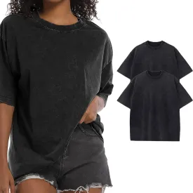 BINTEHGS Oversized Grunge Vintage t Shirts for Women Short Sleeve Cotton Casual Baggy Tees Teens Trendy Crew Neck Loose Tops