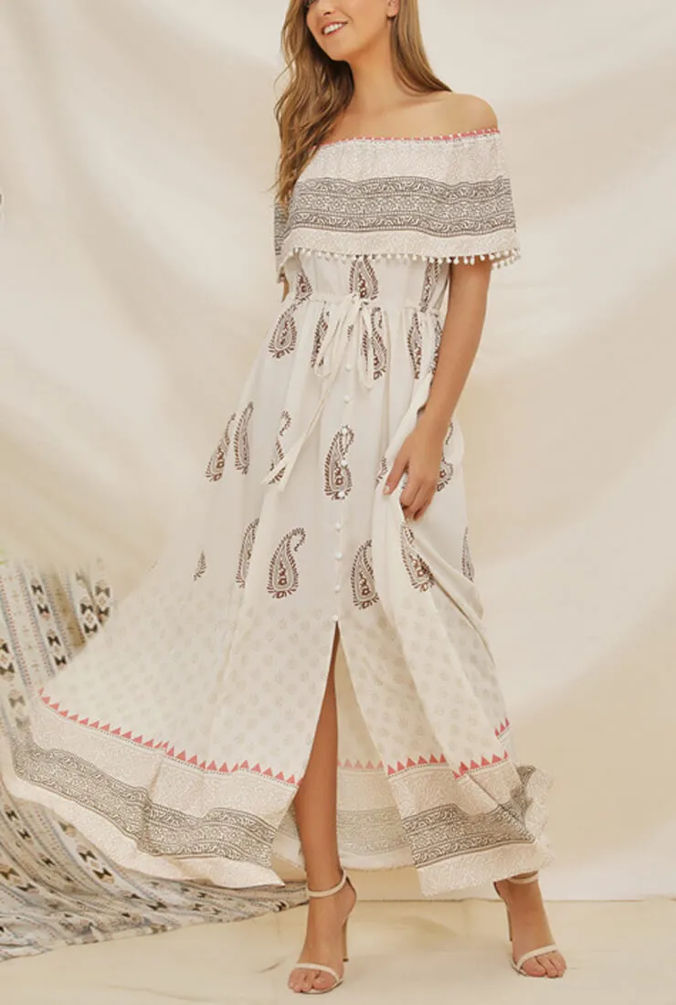 Bohemian One-shoulder Chiffon Maxi Dress