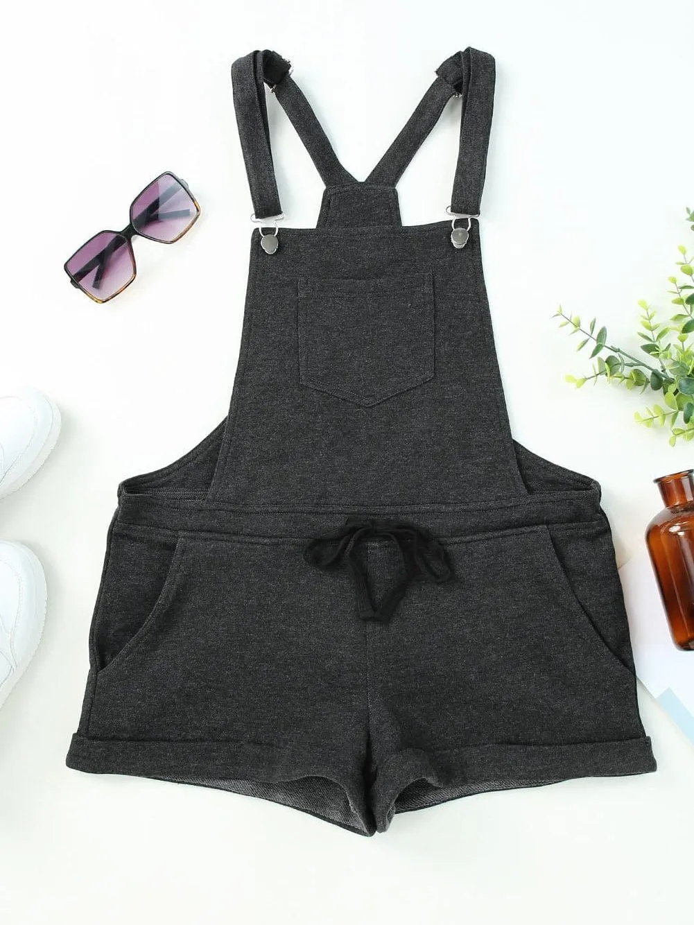 Button-Down Denim Shortalls