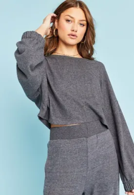 Charcoal Grey Cropped Sweatshirt