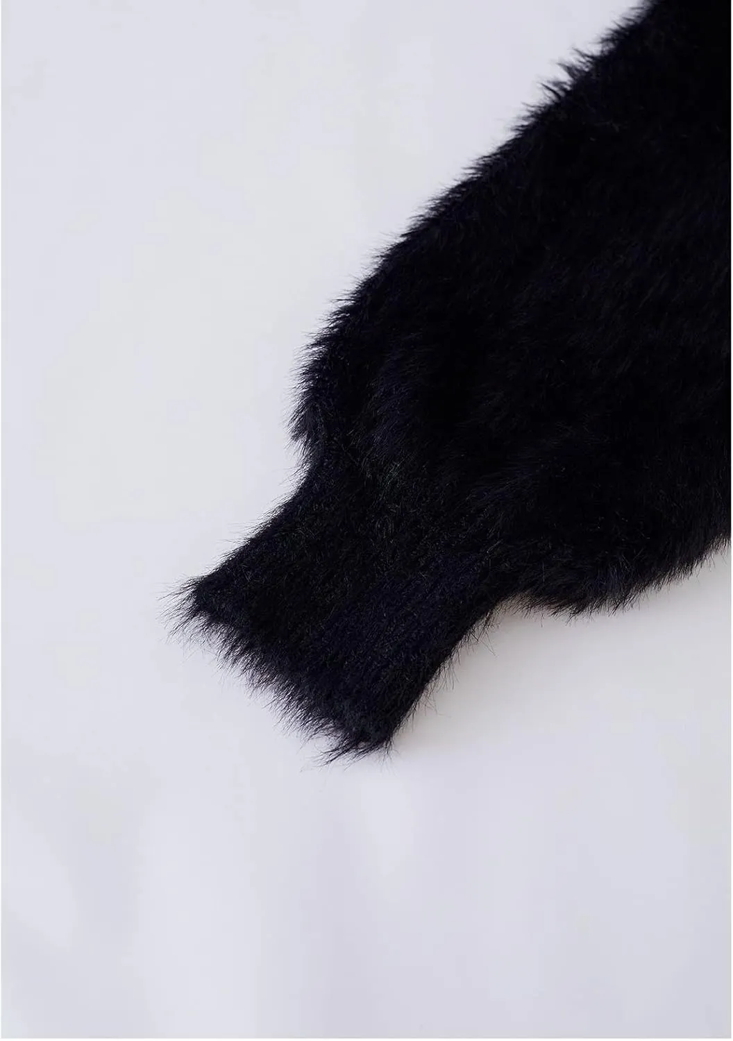 CHICWISH Women Crop Fuzzy Cardigan Bowknot Brooch Button Knit Cardigans Open Front Long Sleeves Sweater Tops