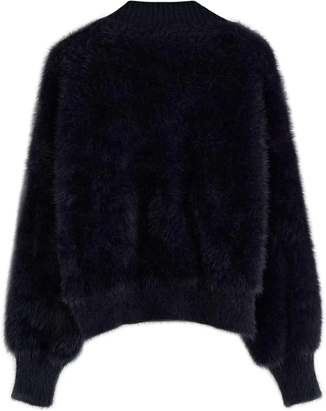 CHICWISH Women Crop Fuzzy Cardigan Bowknot Brooch Button Knit Cardigans Open Front Long Sleeves Sweater Tops