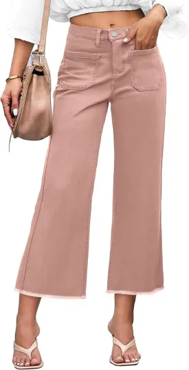 Denim Women Cropped Trousers Jeans Pants Leg Jeans High Rise Pants Stretchy with Pockets Denim Women Cropped Trousers Jeans Pants Leg Jeans High Rise Pants Stretchy with Pockets