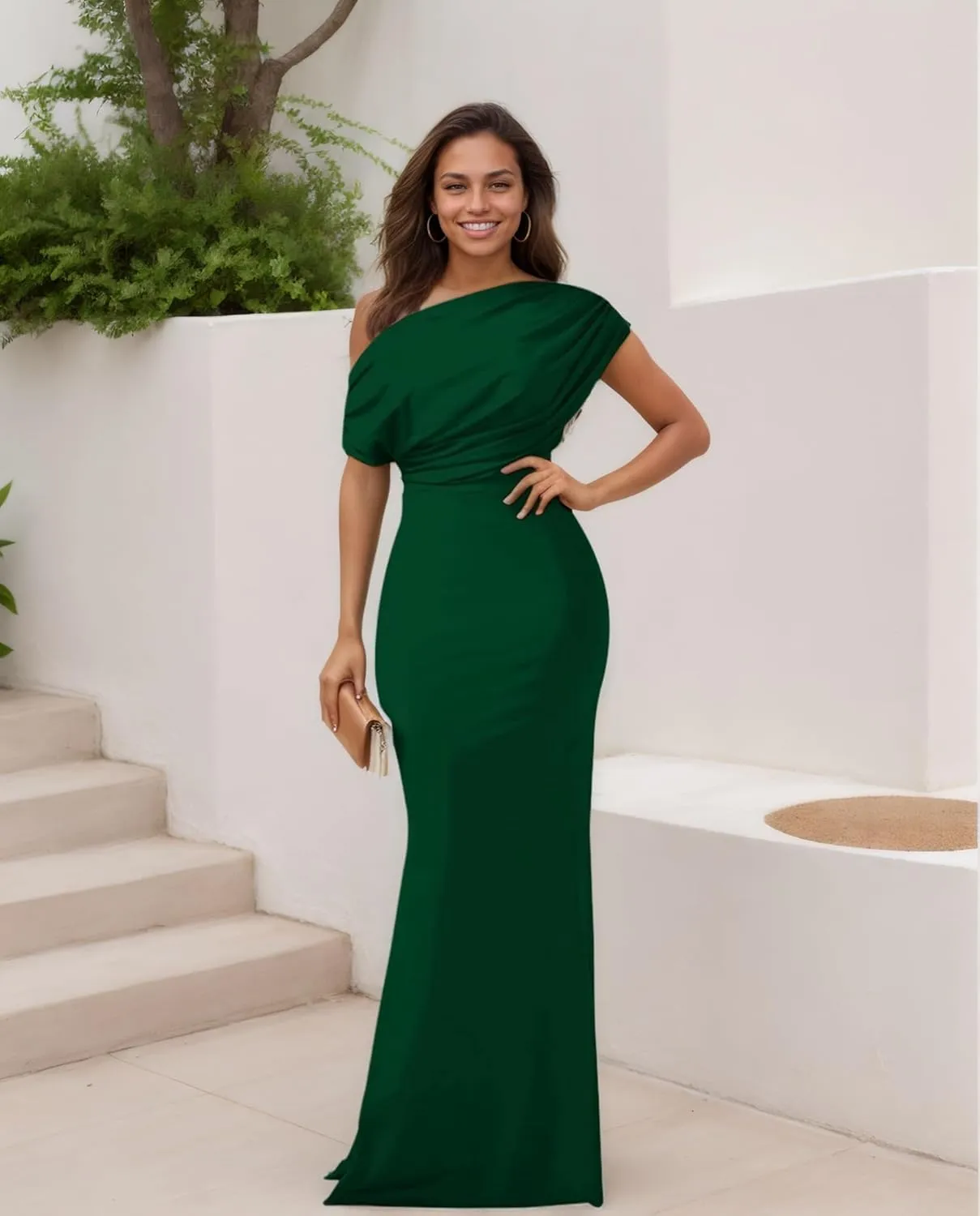 Formal Dresses for Women Elegant Off Shoulder Evening Party Gowns Sexy Bodycon Ruched Prom Wedding Guest Dress