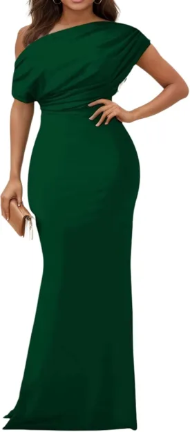 Formal Dresses for Women Elegant Off Shoulder Evening Party Gowns Sexy Bodycon Ruched Prom Wedding Guest Dress