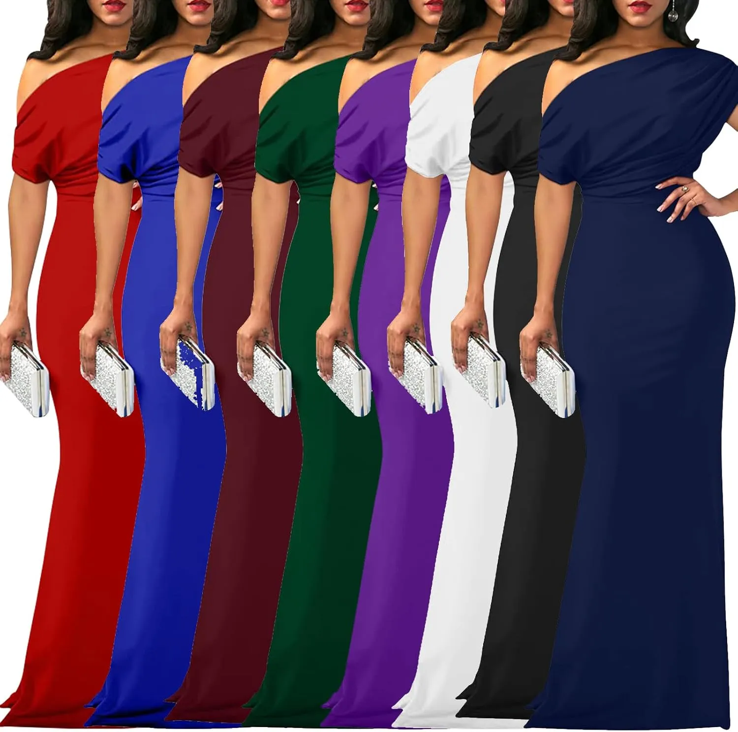 Formal Dresses for Women Elegant Off Shoulder Evening Party Gowns Sexy Bodycon Ruched Prom Wedding Guest Dress