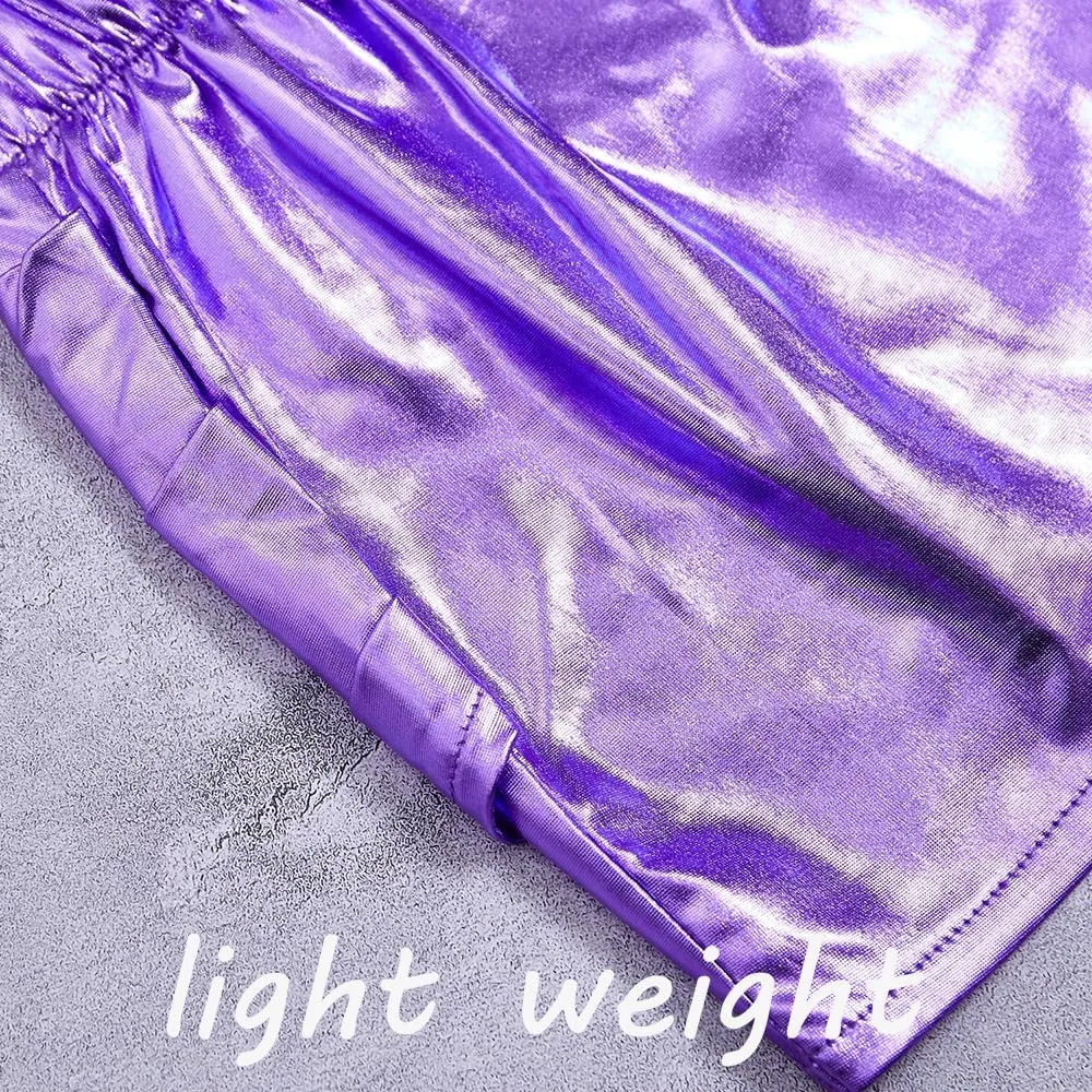 Girls Metallic Skirts Sparkle Shiny Toddler Baby Mini Ruched Skirts PU Faux Leather Short Skirt with Cute Headbands