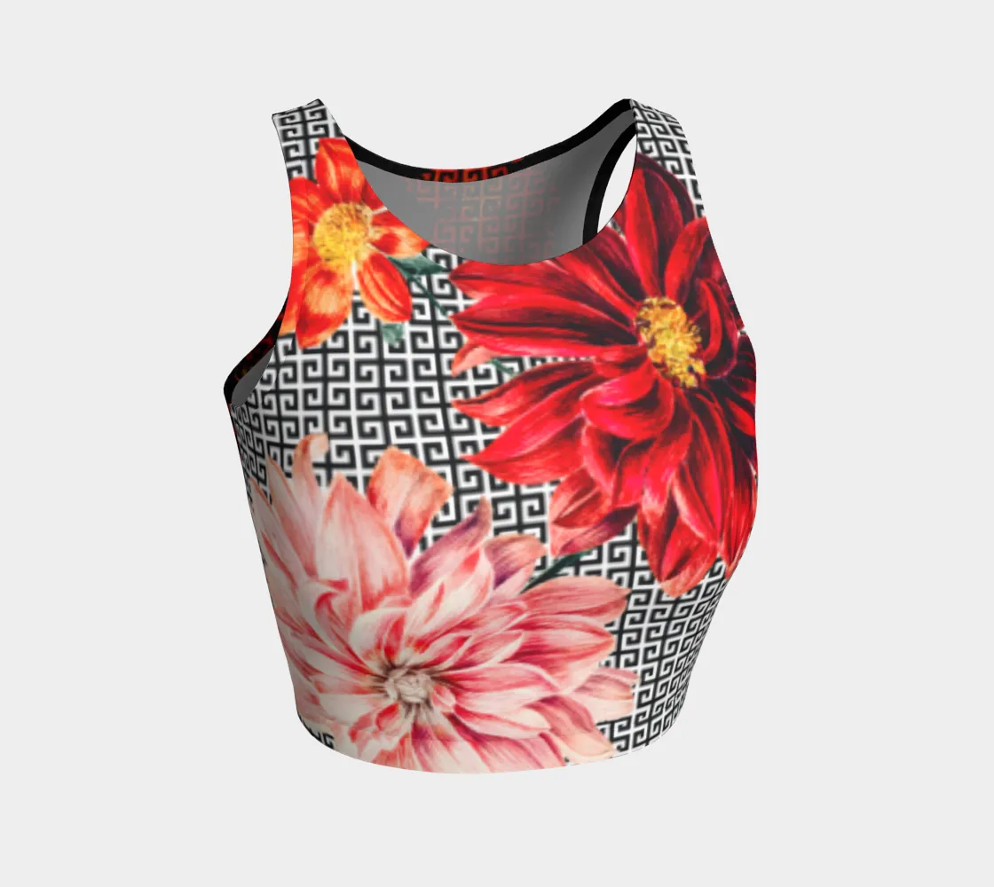Greek Key Floral Crop Top