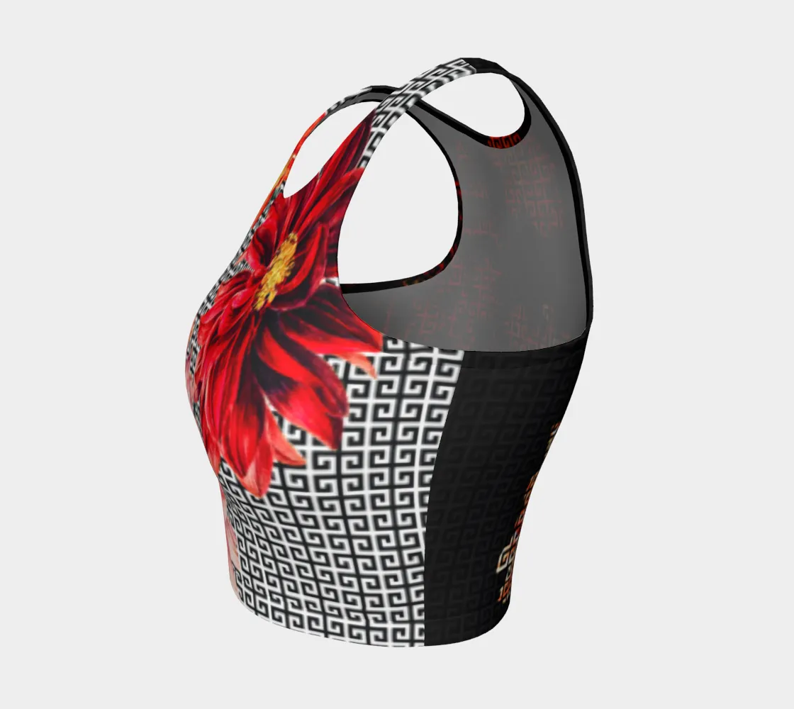 Greek Key Floral Crop Top