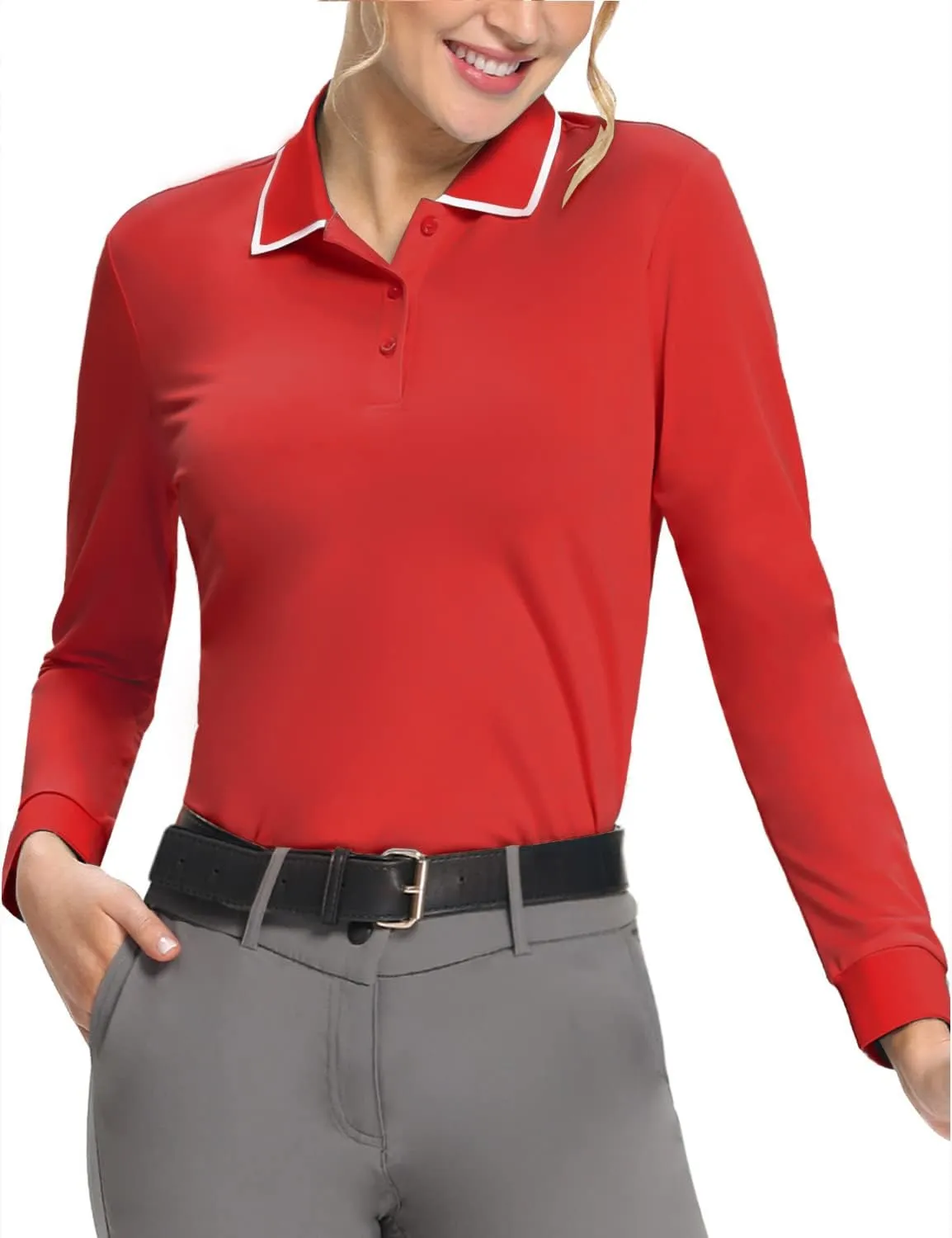 Hiverlay Women Golf Shirts Polo Shirts for Women UPF 50  Lightweight Quick-Dry Collared Tennis Daily Shirts Work Tops