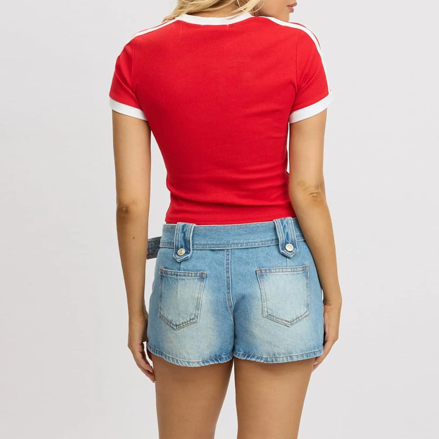 Jersey Crop Tops Y2k Short Sleeve Number Graphic Baby Tee Vintage Aesthetic Slim Fit Crewneck 00s Going Out T Shirts