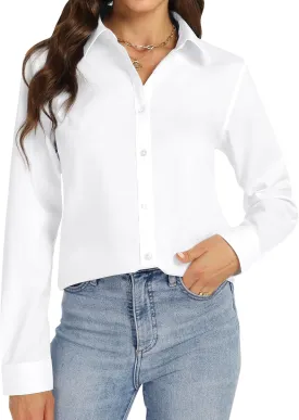 J.VER Womens Button Down Shirt Long Sleeve Dress Shirts Stretch Solid Work Blouse Collared Shirts for Business Office J.VER Womens Button Down Shirt Long Sleeve Dress Shirts Stretch Solid Work Blouse Collared Shirts for Business Office