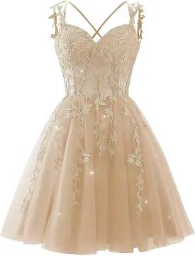 Lace Applique Corset Homecoming Dresses for Teens Short Sweetheart Sparkly Tulle Prom Dress A-Line Cocktail Party Gown