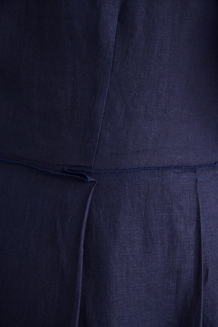 Lilli - Dress - Knee-Length - Navy - Linen