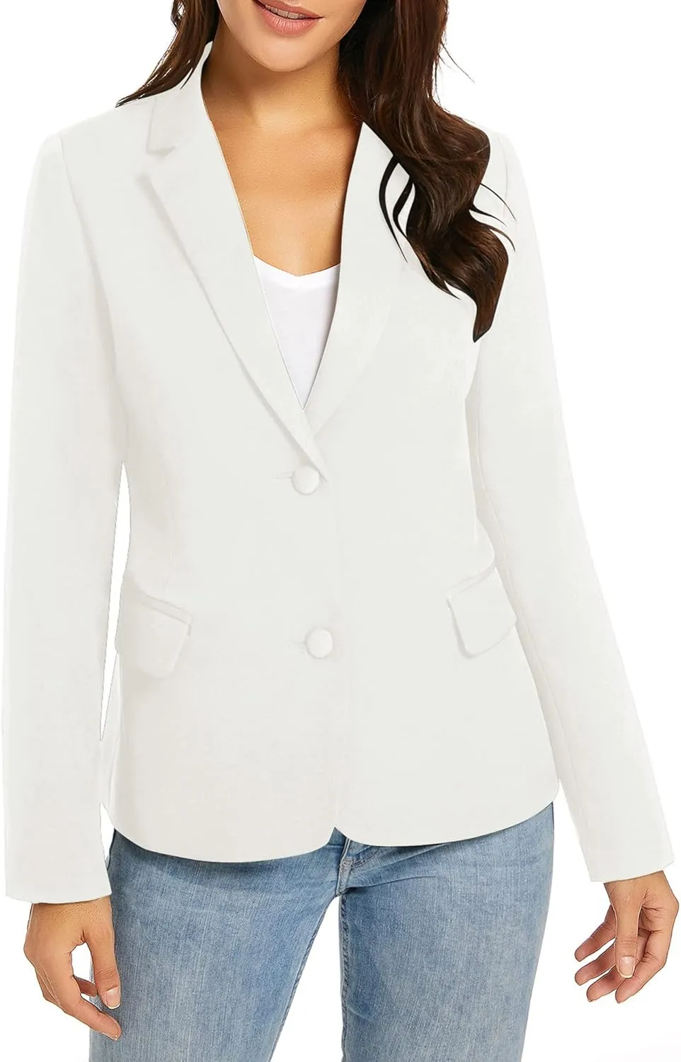 LookbookStore Womens Notched Lapel Pockets Button Work Office Blazer Jacket Suit