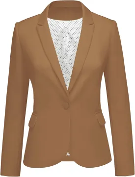 LookbookStore Womens Notched Lapel Pockets Button Work Office Blazer Jacket Suit