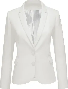 LookbookStore Womens Notched Lapel Pockets Button Work Office Blazer Jacket Suit