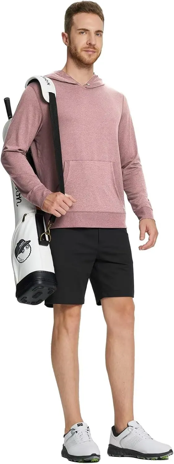 M MAELREG Mens Hoodies Pullover Performance Heather Kangaroo Pocket Thin Hooded Sweatshirt Athletic Golf Hoodies for Men
