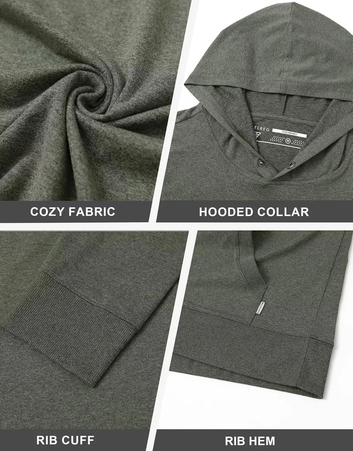 M MAELREG Mens Hoodies Pullover Performance Heather Kangaroo Pocket Thin Hooded Sweatshirt Athletic Golf Hoodies for Men