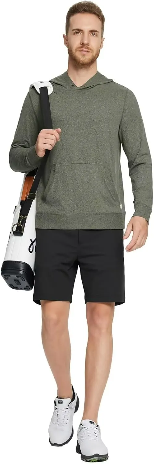 M MAELREG Mens Hoodies Pullover Performance Heather Kangaroo Pocket Thin Hooded Sweatshirt Athletic Golf Hoodies for Men