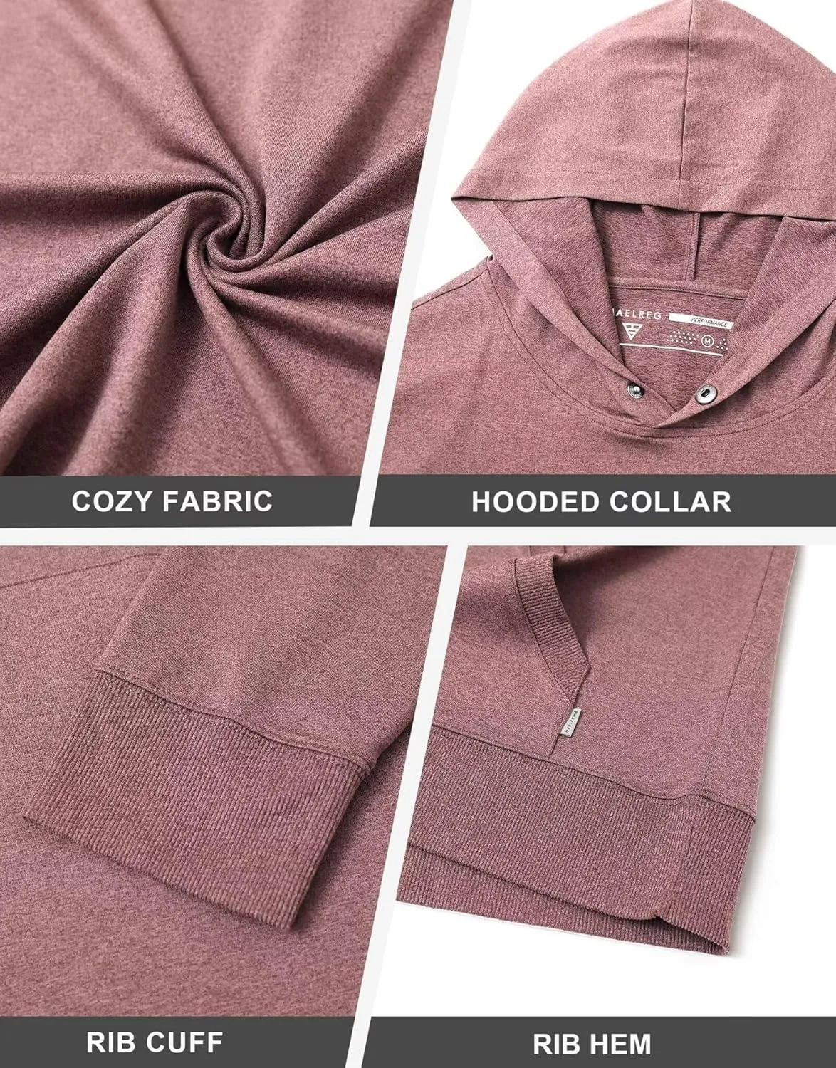 M MAELREG Mens Hoodies Pullover Performance Heather Kangaroo Pocket Thin Hooded Sweatshirt Athletic Golf Hoodies for Men