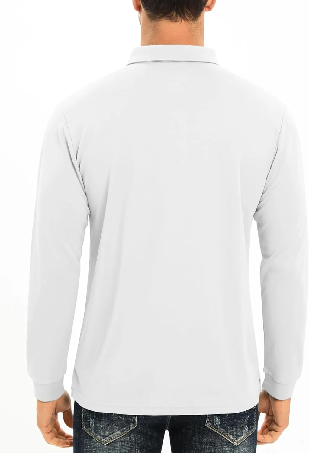 MAGCOMSEN Men's Polo Shirt Long Sleeve Golf Shirts Quick Dry Lightweight 3-Button Performance Work Fishing Athletic