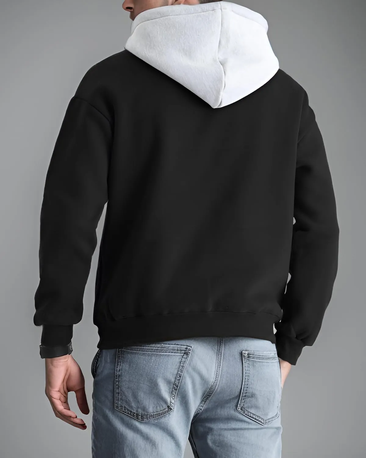 Mens Hoodies Pullover Color Block Fleece Long Sleeve Sweatshirt Tops with Pocket