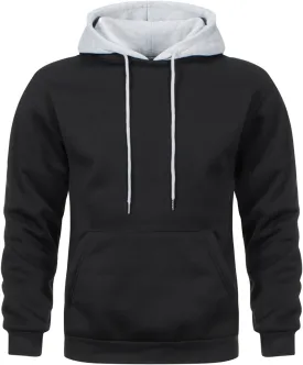 Mens Hoodies Pullover Color Block Fleece Long Sleeve Sweatshirt Tops with Pocket