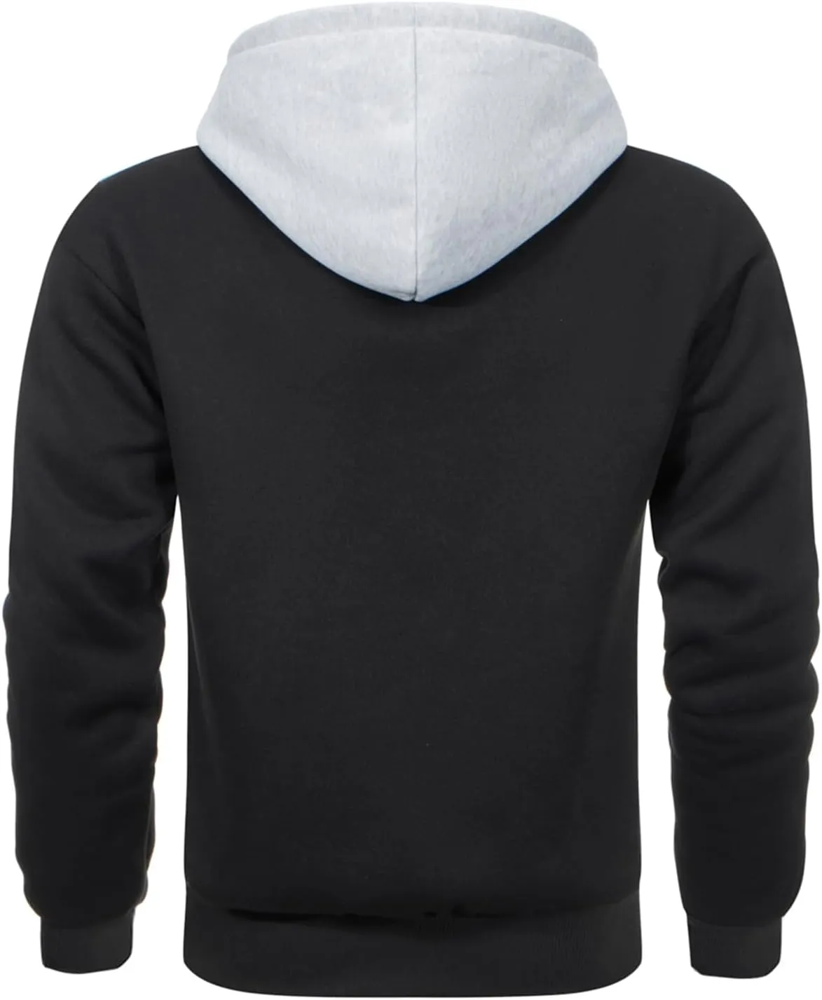 Mens Hoodies Pullover Color Block Fleece Long Sleeve Sweatshirt Tops with Pocket