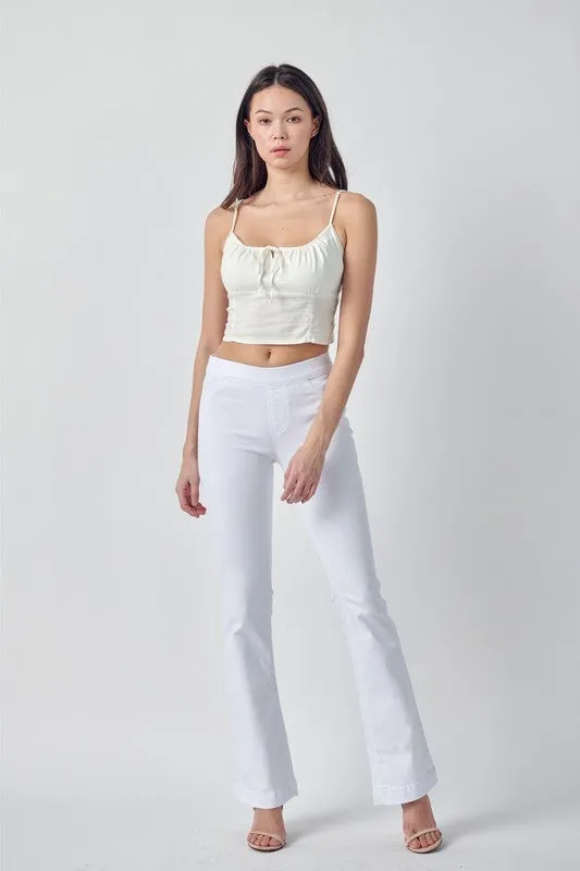 Mid Rise Flare Jegging - White