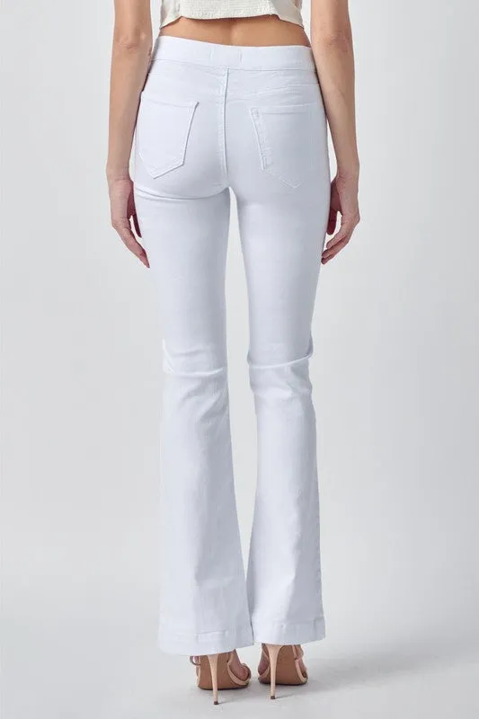 Mid Rise Flare Jegging - White