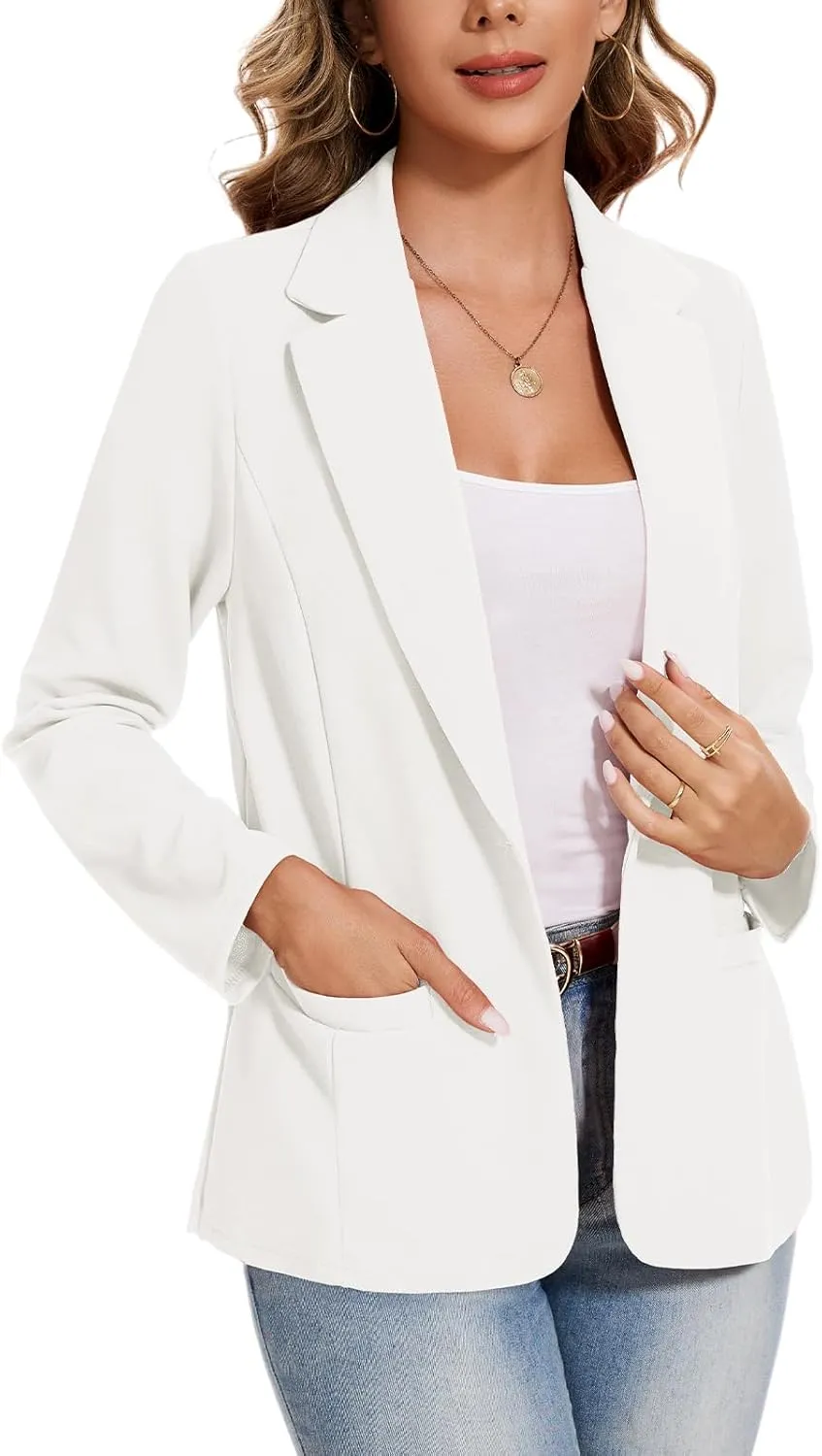 MINTLIMIT Blazers for Women Long Sleeve Button Front Blazer Lapel Business Casual Work Office Suit Jackets with Pockets