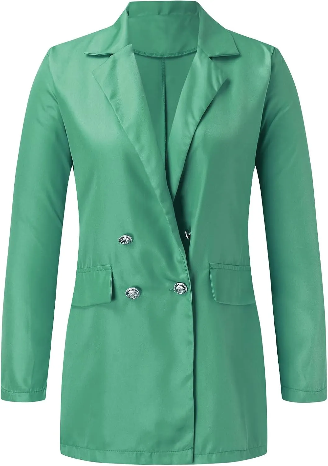 Miyaomn Womens Solid Color Casual Office Blazer Suit Jacket Slim Fit Double Breasted Notched Shawl Collar Sports Coat Outwear