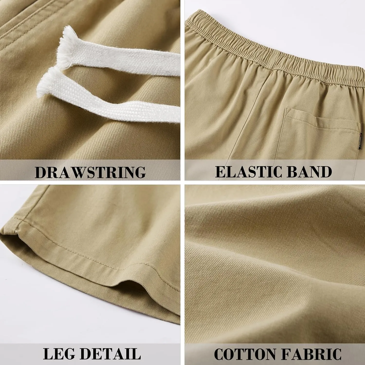 Msmsse Men's Cargo Shorts Elastic Waist Drawstring Summer Casual Cotton Work Athletic Shorts