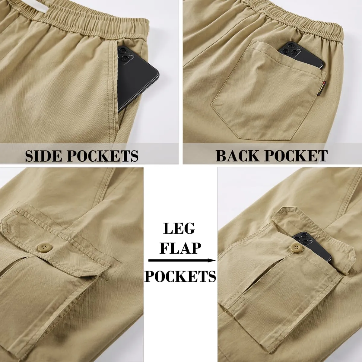 Msmsse Men's Cargo Shorts Elastic Waist Drawstring Summer Casual Cotton Work Athletic Shorts
