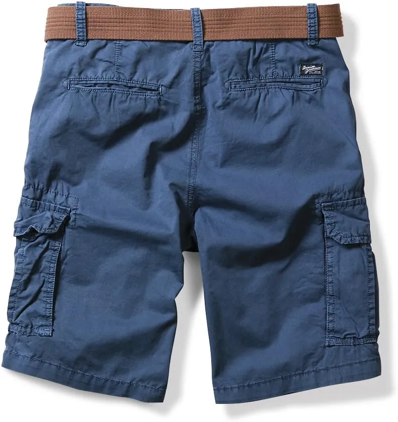 OCHENTA Men's Lightweight Cargo Shorts with Pockets Cotton Shorts for Men Casual (No Belt)