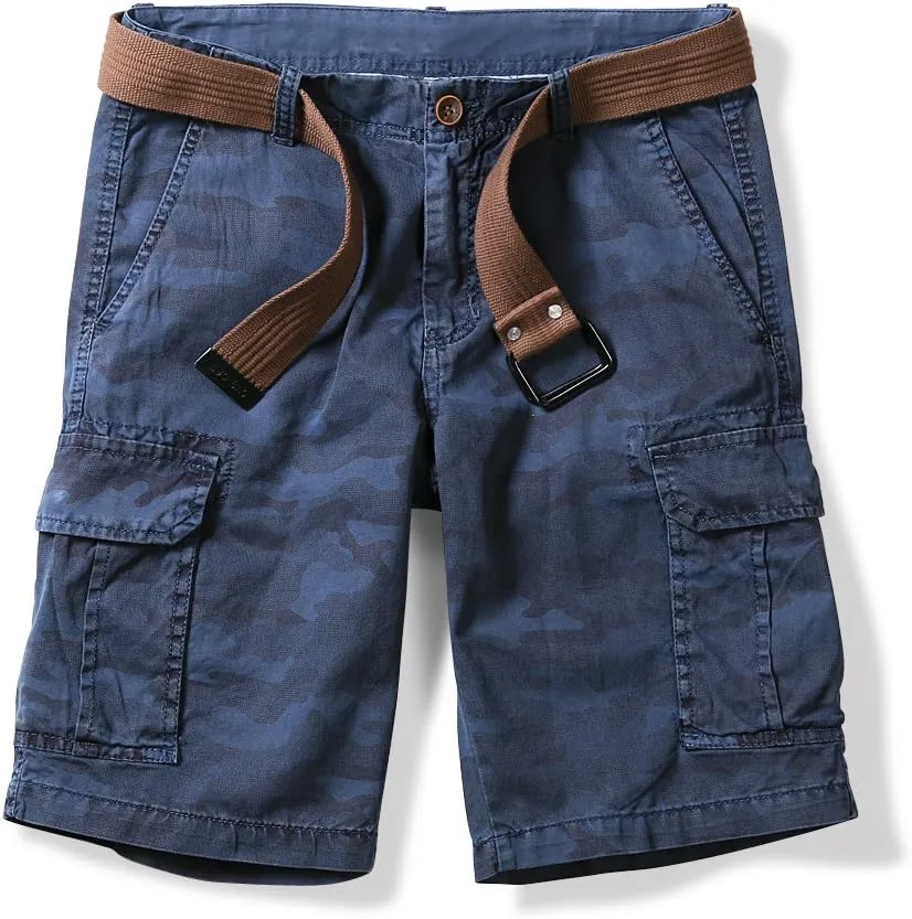 OCHENTA Men's Lightweight Cargo Shorts with Pockets Cotton Shorts for Men Casual (No Belt)