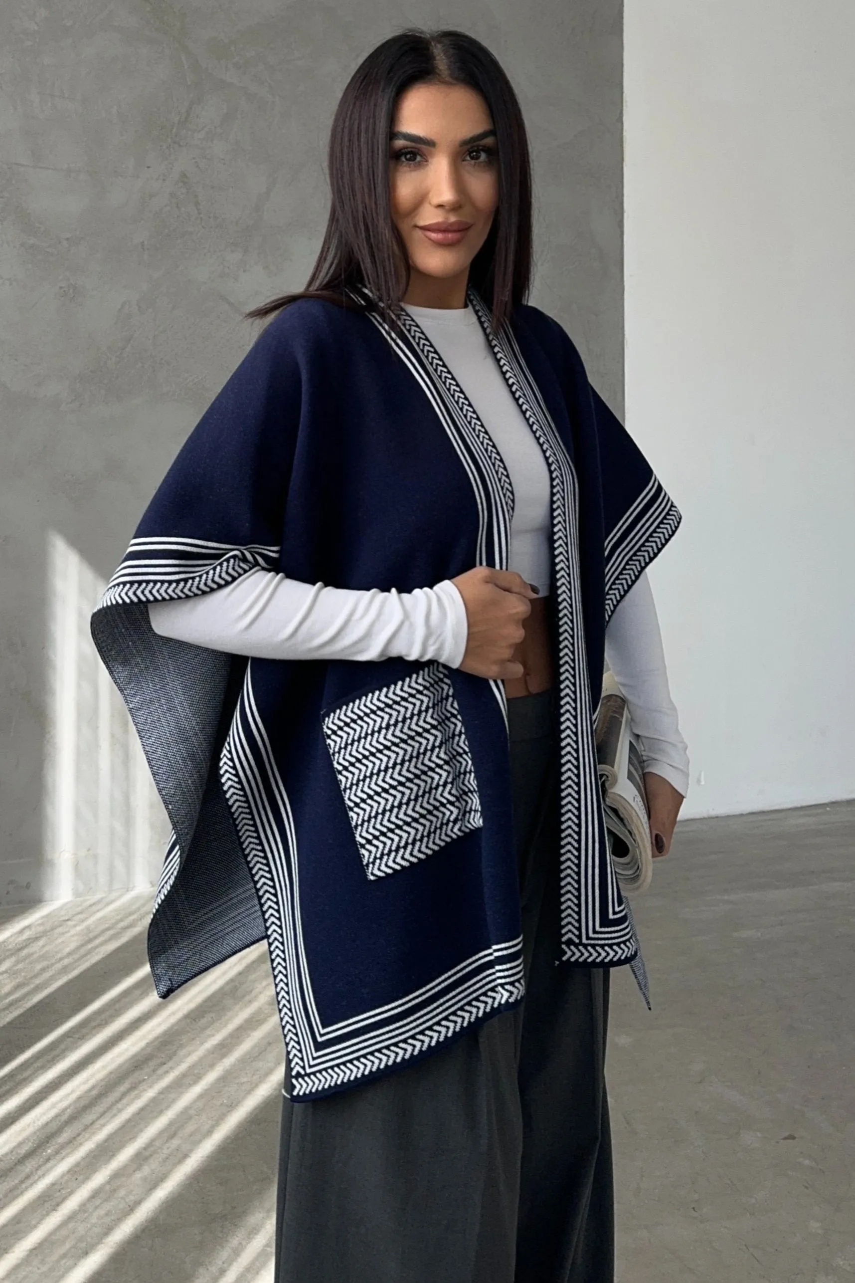 Soft Knit Open-Front Cardigan in Navy