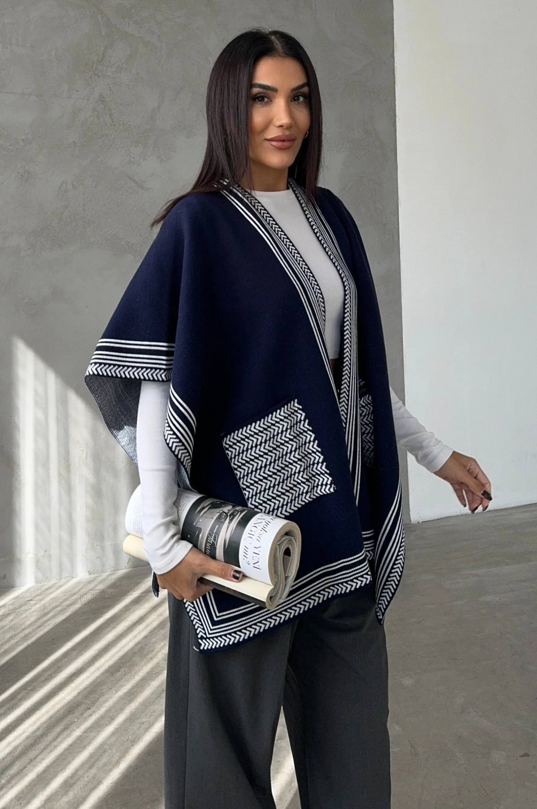 Soft Knit Open-Front Cardigan in Navy