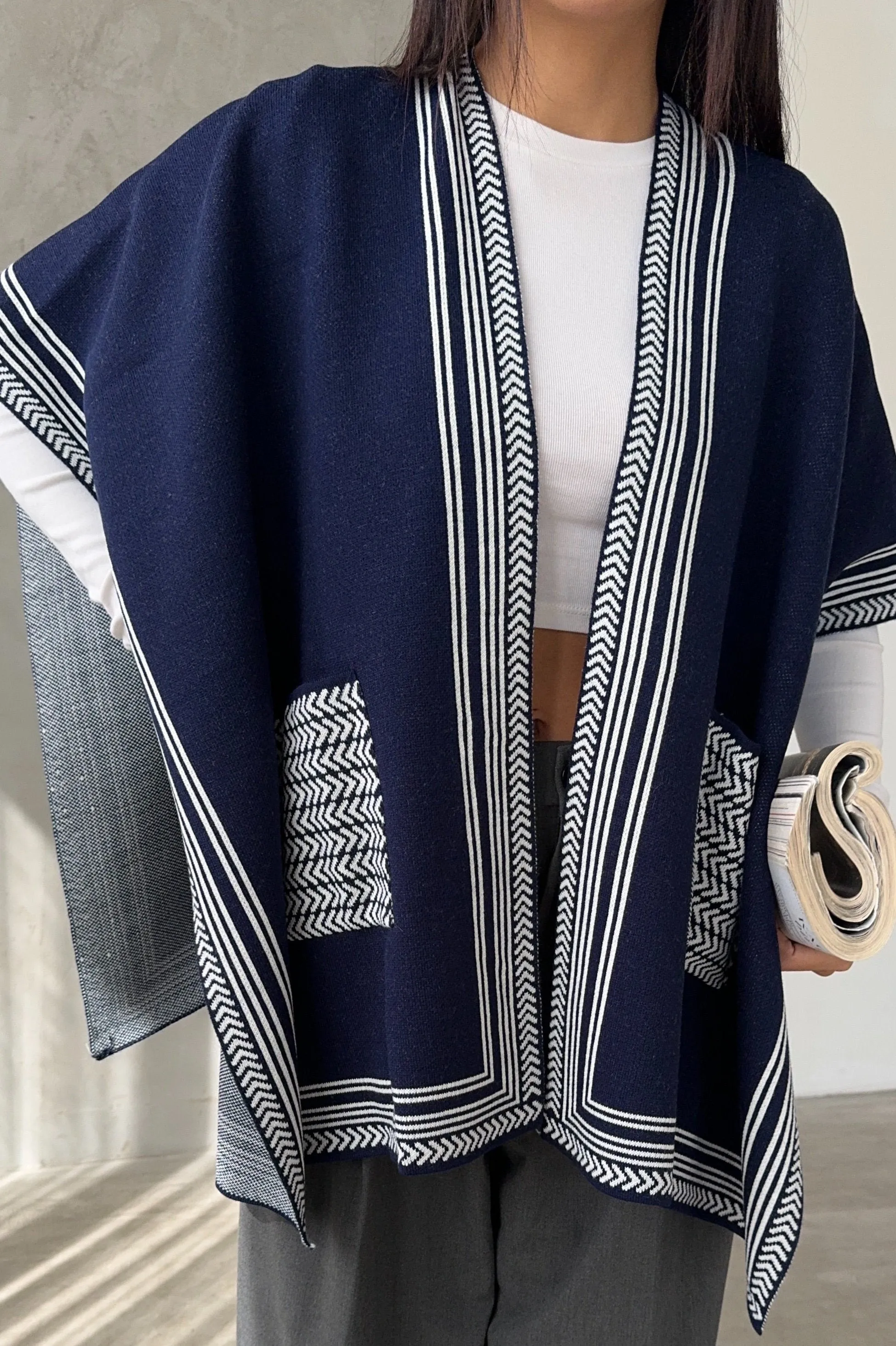 Soft Knit Open-Front Cardigan in Navy