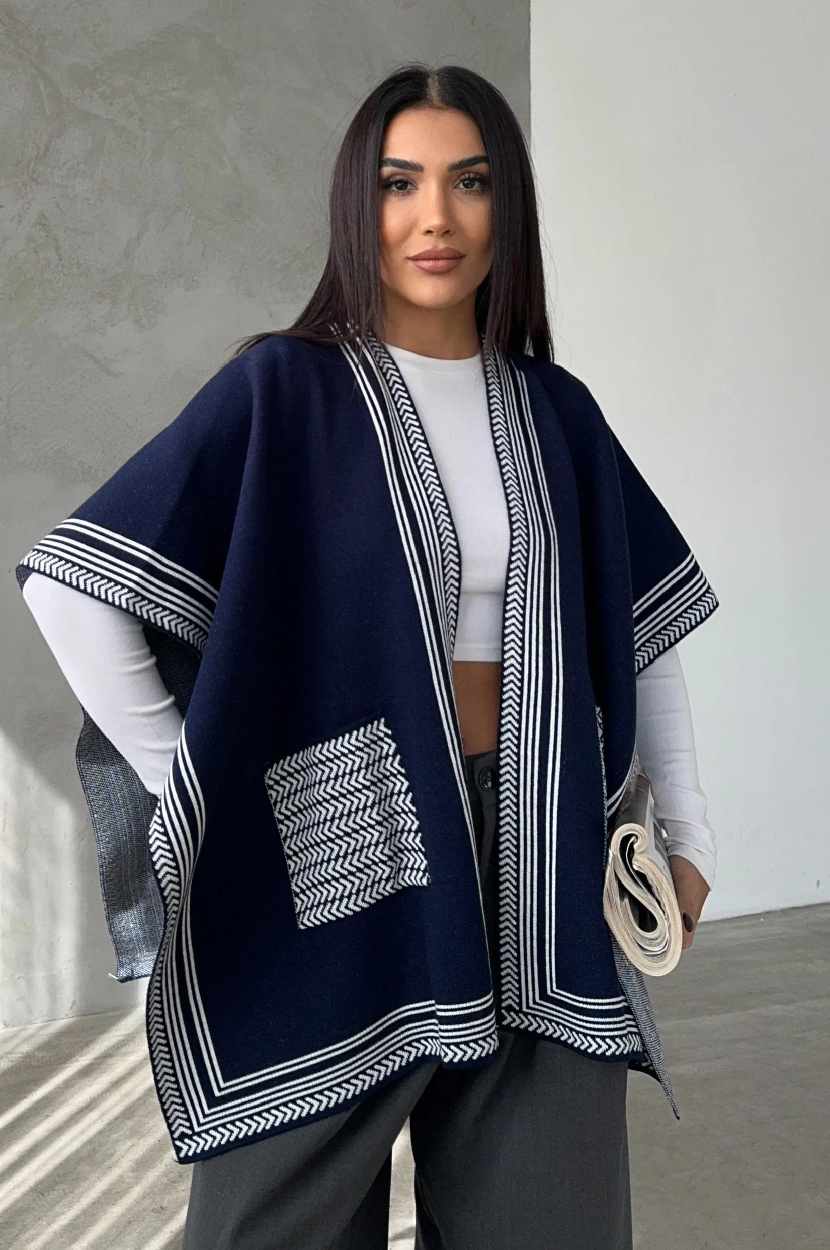 Soft Knit Open-Front Cardigan in Navy
