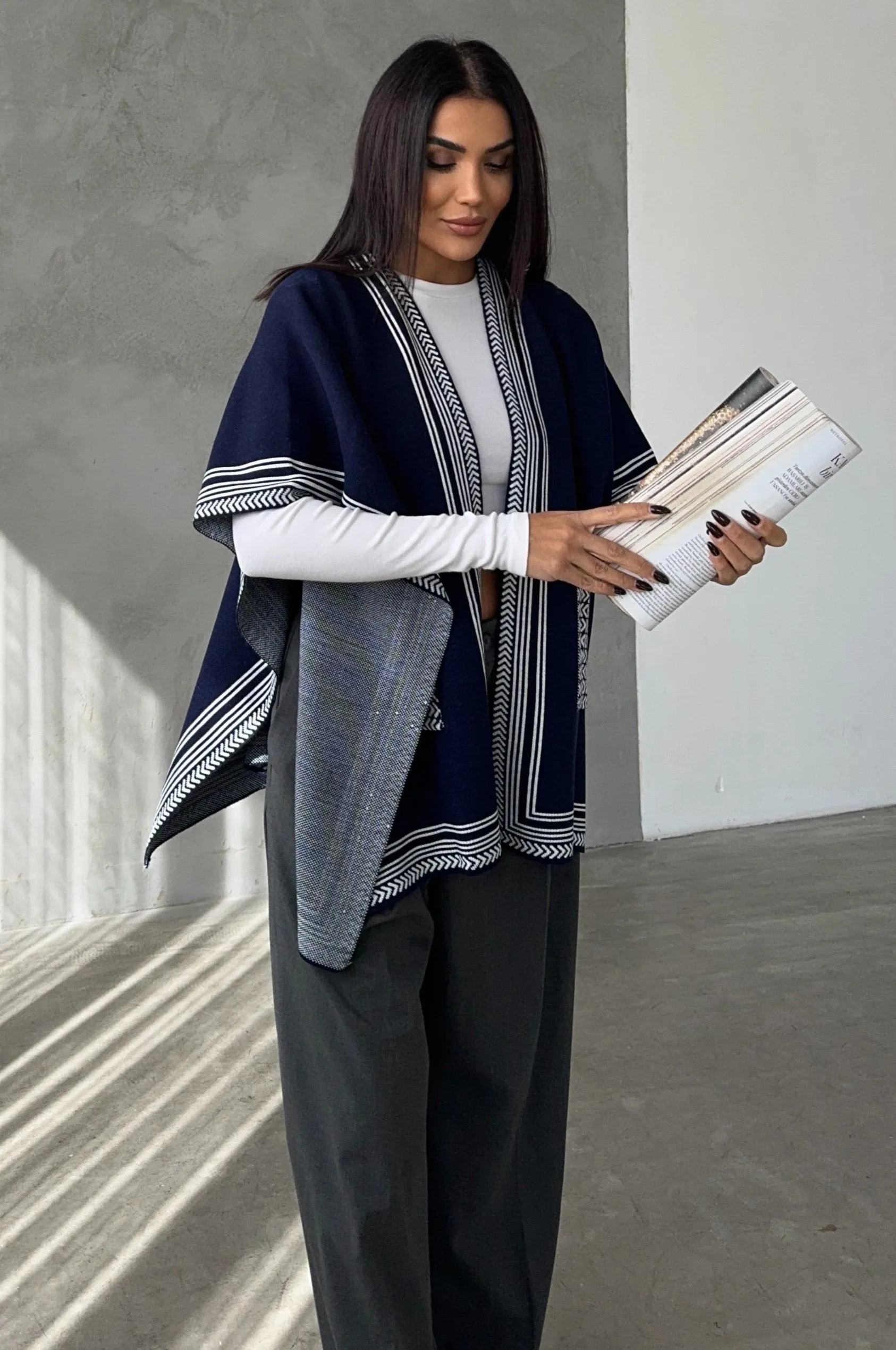 Soft Knit Open-Front Cardigan in Navy
